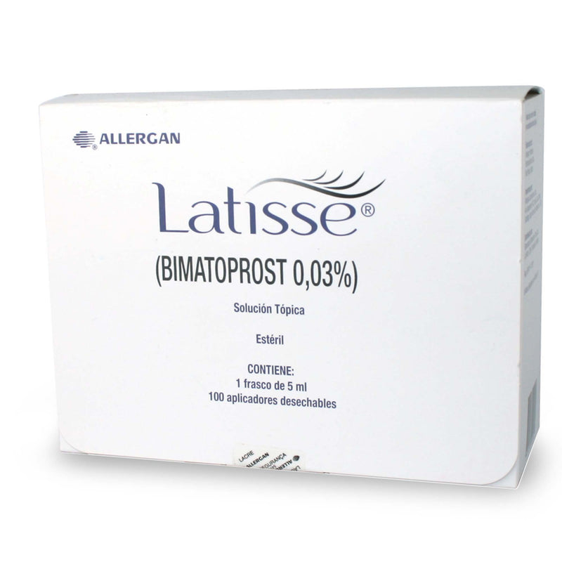 Latisse Bimatoprost – Solución Tópica 5 ml con 100 Aplicadores Desechables para Alargamiento y Densidad de Pestañas