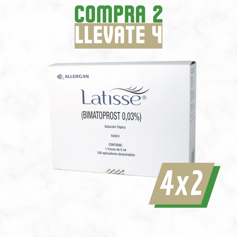 Latisse Bimatoprost – Solución Tópica 5 ml con 100 Aplicadores Desechables para Alargamiento y Densidad de Pestañas